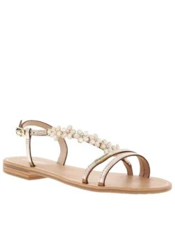 Nu-pieds dorés à talon décroché bas avec une boucle à ardillon