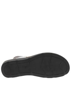 Nu-pieds en cuir blancs et dorés avec talon semi-compensé et bride ajustable