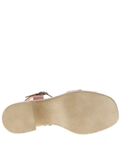 Nu-pieds en cuir bruns à talon décroché haut avec boucle à ardillon