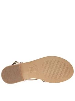 Nu-pieds en cuir doré et bronze à boucle à ardillon et trépointe dorée vernie
