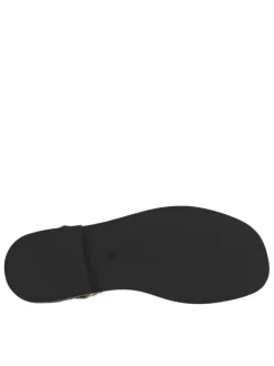 Nu-pieds en cuir léopard avec des clous dorés et à talon décroché bas
