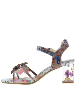 Nu-pieds en cuir multicolores avec un talon carré et 2 bandes auto-agrippantes