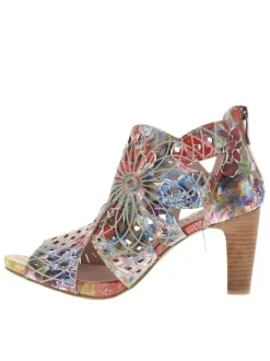 Nu-pieds en cuir multicolores à semelle décroché haut et à zip