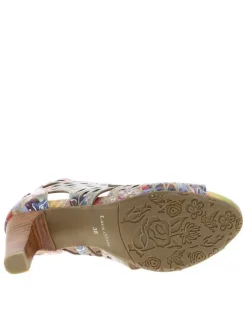 Nu-pieds en cuir multicolores à semelle décroché haut et à zip