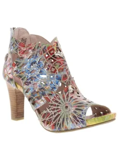 Nu-pieds en cuir multicolores à semelle décroché haut et à zip