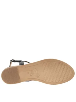 Nu-pieds en cuir noir brillant à boucle à ardillon et talon décroché bas
