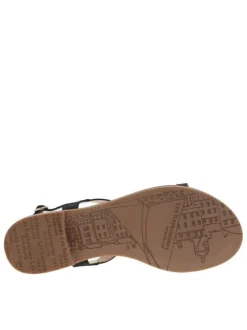 Nu-pieds en cuir noir à semelle à talon décroché bas avec un aspect brillant