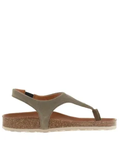 Nu-pieds en cuir nubuck vertes avec bride élastiquée et un aspect liège