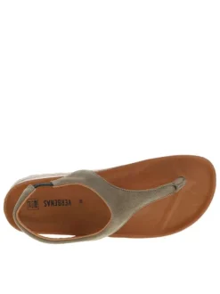 Nu-pieds en cuir nubuck vertes avec bride élastiquée et un aspect liège