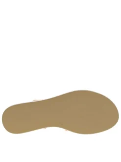 Nu-pieds en cuir orange avec talon semi-compensée et bande auto-agrippante