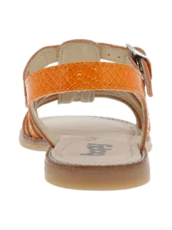 Nu-pieds en cuir orange à talon décroché fermés par boucle à ardillon