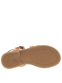 Nu-pieds en cuir orange à talon décroché fermés par boucle à ardillon