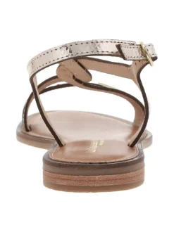 Nu-pieds en cuir or à semelle à talon décroché bas et avec une boucle à ardillon