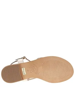 Nu-pieds en cuir platines à minis strass argentés et à talon décroché bas