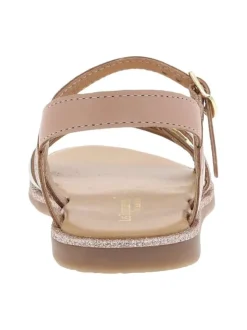 Nu-pieds en cuir rose à semelle plate et à boucle à ardillon