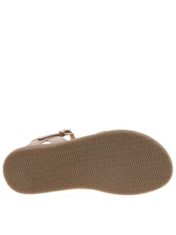 Nu-pieds en cuir rose à semelle plate et à boucle à ardillon