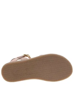 Nu-pieds en cuir rose à semelle plate et à boucle à ardillon