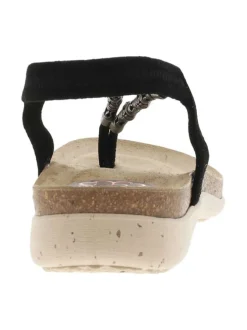Nu-pieds en cuir suède à breloques, semelle semi-compensée et boucle à ardillon