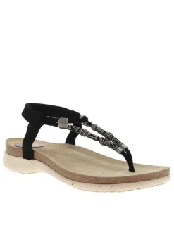 Nu-pieds en cuir suède à breloques, semelle semi-compensée et boucle à ardillon