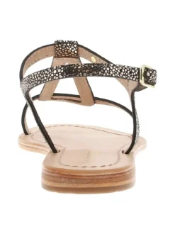 Nu-pieds Hama en cuir mordoré avec un talon plat et une boucle à ardillon