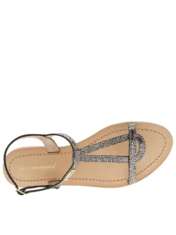 Nu-pieds Hama en cuir mordoré avec un talon plat et une boucle à ardillon