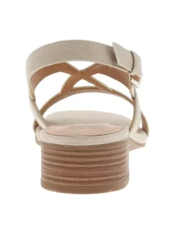 Nu-pieds ivoire avec une boucle à ardillon et un talon décroché bas