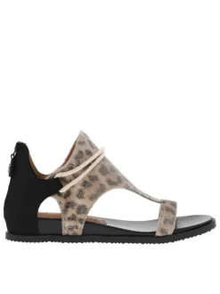 Nu-pieds Joy léopards à talon compensé avec une corde écrue autour de l'empeigne