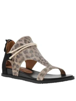 Nu-pieds Joy léopards à talon compensé avec une corde écrue autour de l'empeigne