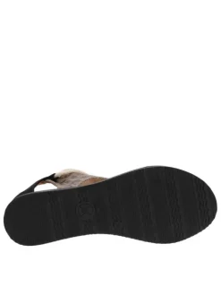 Nu-pieds Joy léopards à talon compensé avec une corde écrue autour de l'empeigne