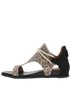 Nu-pieds Joy léopards à talon compensé avec une corde écrue autour de l'empeigne