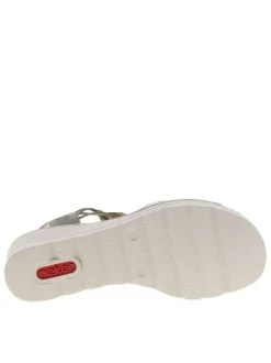 Nu-pieds kaki avec un talon semi-compensé et des lacets élastiqués
