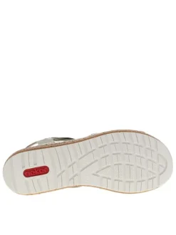 Nu-pieds kaki à semelle compensé avec des soufflets élastiqués