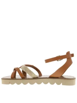 Nu-pieds Leia marron avec un entre-doigt et une boucle à ardillon