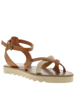 Nu-pieds Leia marron avec un entre-doigt et une boucle à ardillon