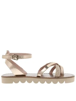 Nu-pieds Leia roses aspect métallisé avec boucle à ardillon et entre-doigt