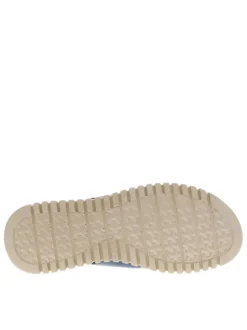 Nu-pieds Mira en cuir marine avec brides entrecroisées et bandes élastiquées