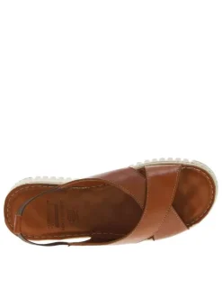 Nu-pieds Mira en cuir marron avec bandes élastiquées et brides entrecroisées