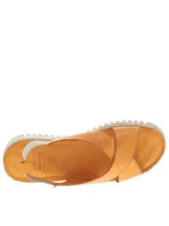 Nu-pieds Mira en cuir orange avec brides entrecroisées et à bandes élastiquées