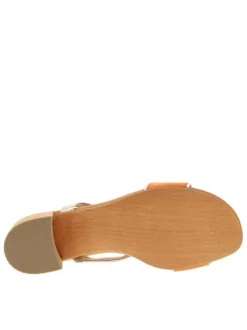 Nu-pieds multicolores à semelle décrochée haute et à boucle à ardillon