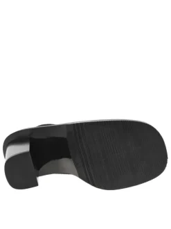 Nu-pieds noirs avec un talon décroché haut et détails élastiqués
