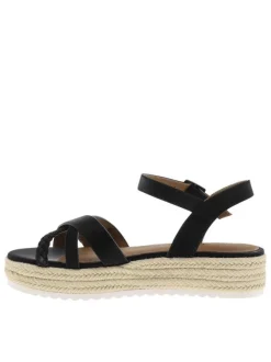 Nu-pieds noirs avec un talon plateau et une boucle à ardillon
