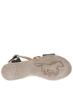 Nu-pieds noirs et marron avec détails métalliques argentés et boucle à ardillon