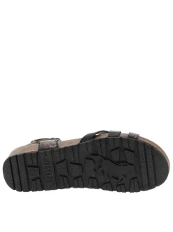 Nu-pieds noirs à semelle compensé bas avec une boucle à ardillon
