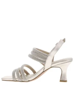 Nu-pieds platine à talon entonnoir et à boucle à ardillon argentée