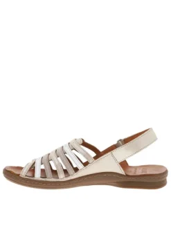 Nu-pieds Rose en cuir platine avec multiples brides et bande auto-agrippante