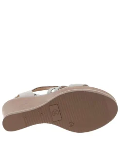 Nu-pieds à talon compensé haut Kolda grises en cuir avec boucle et œillets métalliques