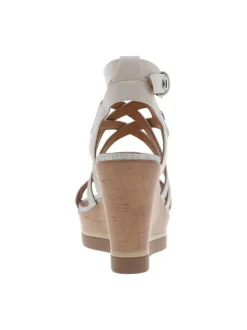 Nu-pieds à talon compensé haut Kolda grises en cuir avec boucle et œillets métalliques