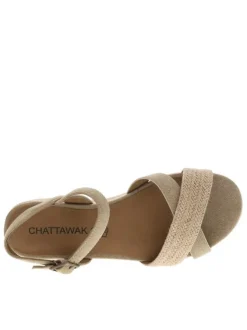 Nu-pieds taupe à plateforme avec détails en corde et une boucle à ardillon
