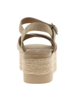 Nu-pieds taupe à plateforme avec détails en corde et une boucle à ardillon