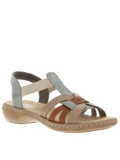 Nu-pieds vert d'eau à première en nubuck et à bandes élastiquées